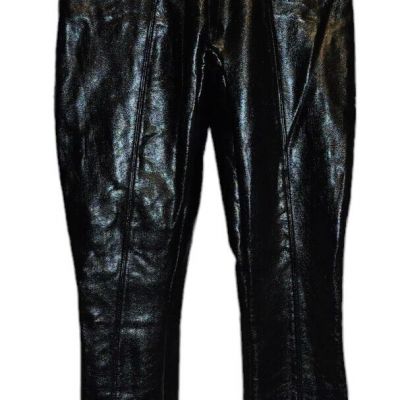 Spanx Solid Classic Black Shiny Faux Patent Leather Leggings Pants Size XS